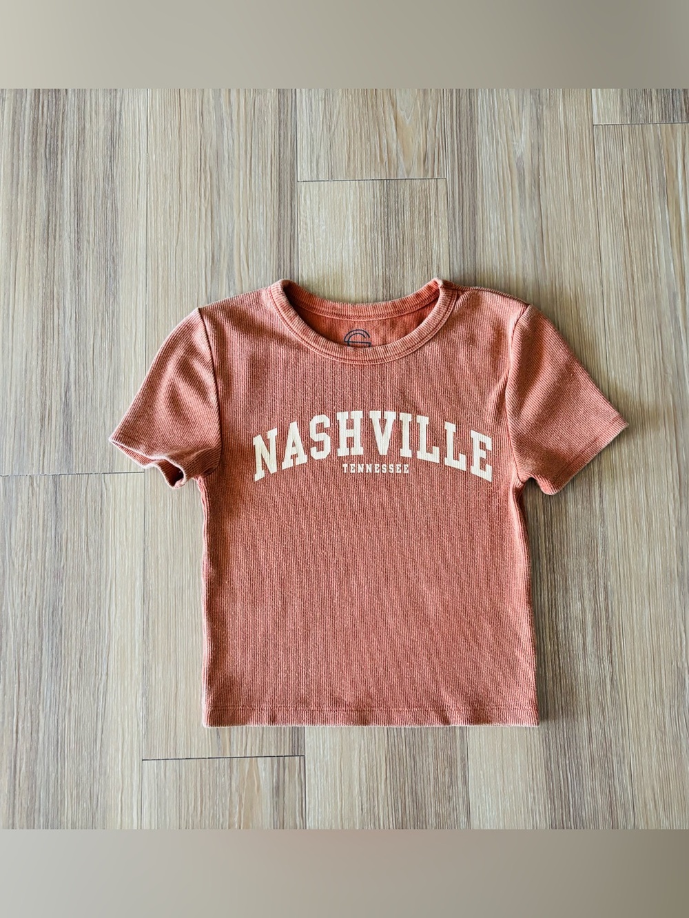 Nashville Baby Tee Orange Graphic Cotton Ribbed Short Sleeve Women S Retro 90s